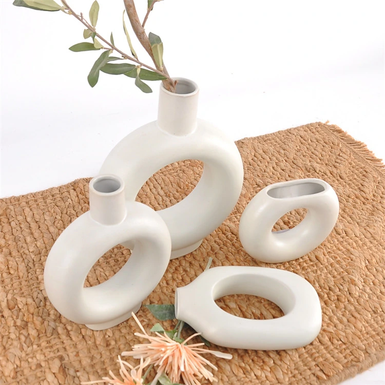 White Ceramic Vases Nordic Decoration Kitchen Office Vase for Home Decoration Garden